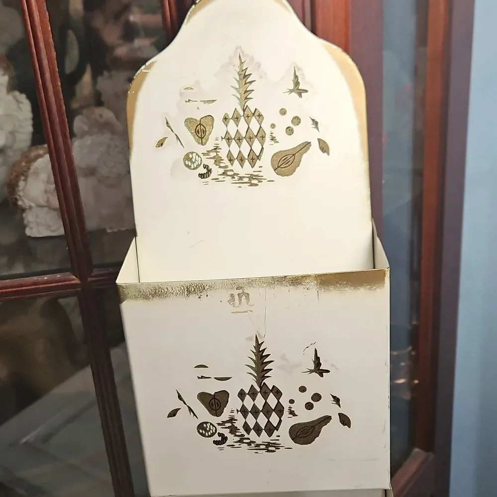Vintage White and Gold Wall Organizer